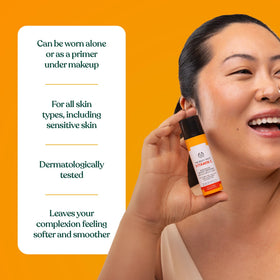 The Body Shop ingredient label featuring camu camu and vitamin C, signals natural sourcing