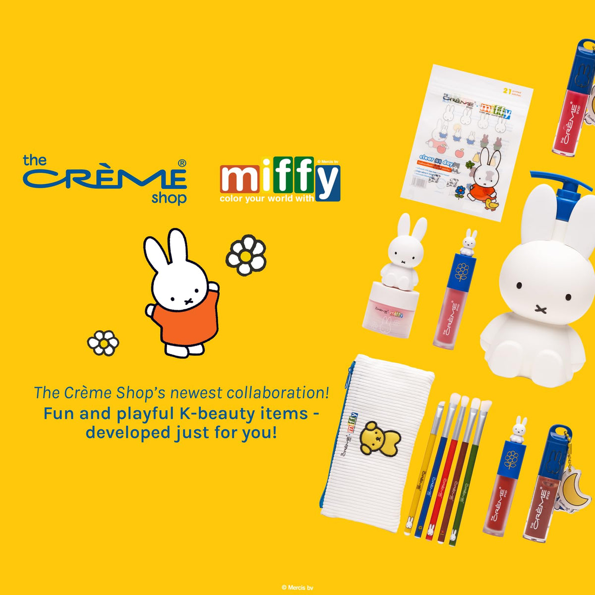 The Crème Shop Miffy open with cosmetics showing organized storage capacity