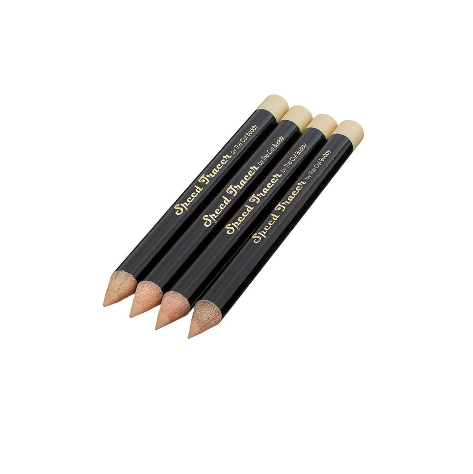 The Cut Buddy beige pencil front view showing pack and sharpener for precise outlining