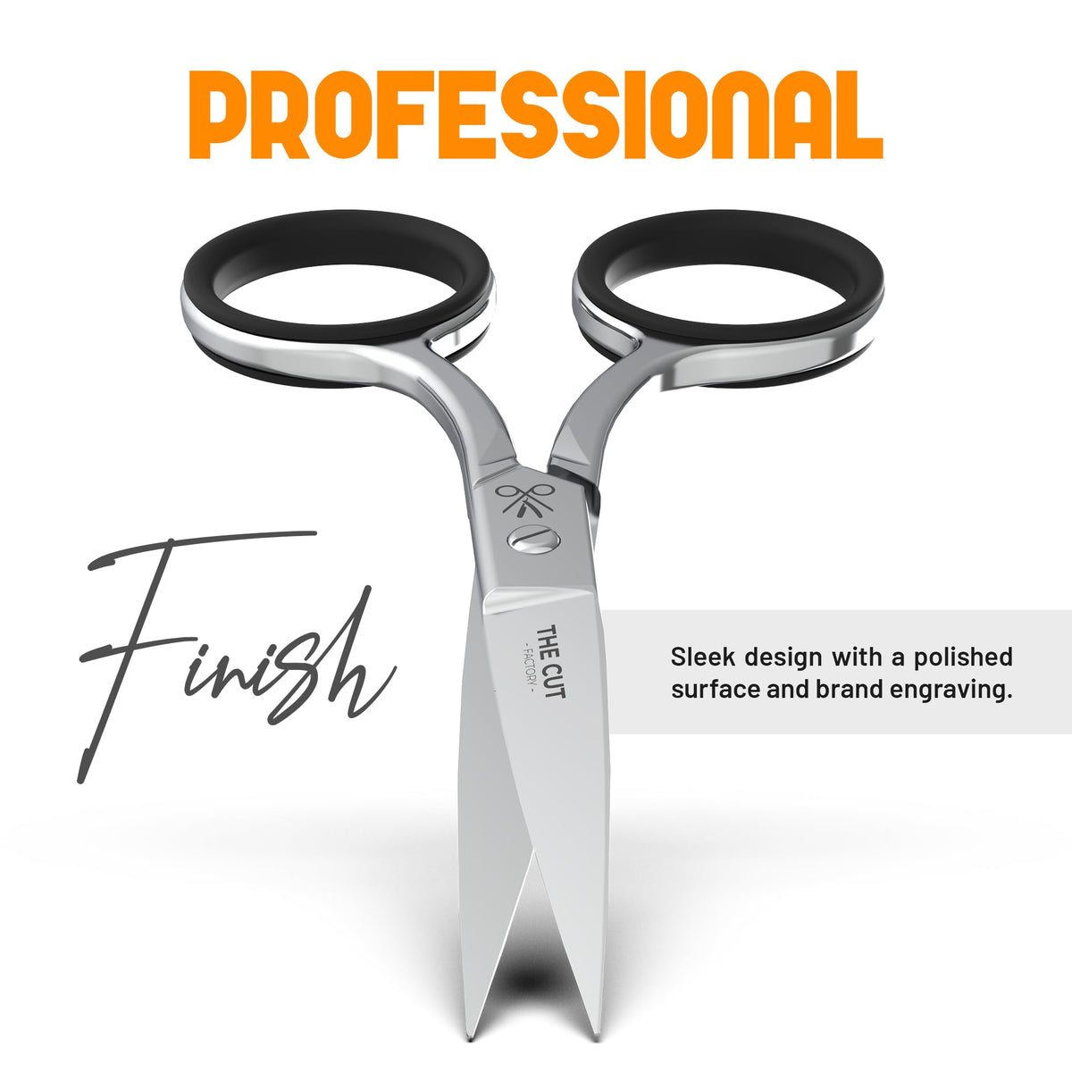 THE CUT - FACTORY - scissor trimming eyebrow demonstrating controlled, tug-free shaping