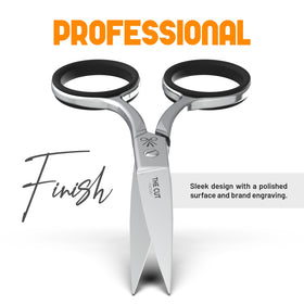 THE CUT - FACTORY - scissor trimming eyebrow demonstrating controlled, tug-free shaping