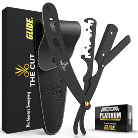 The Cut Factory razor front view showing sleek matte finish and precise balance