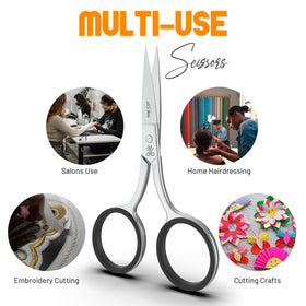 THE CUT - FACTORY - scissor beside coin for scale showing compact, travel-friendly size