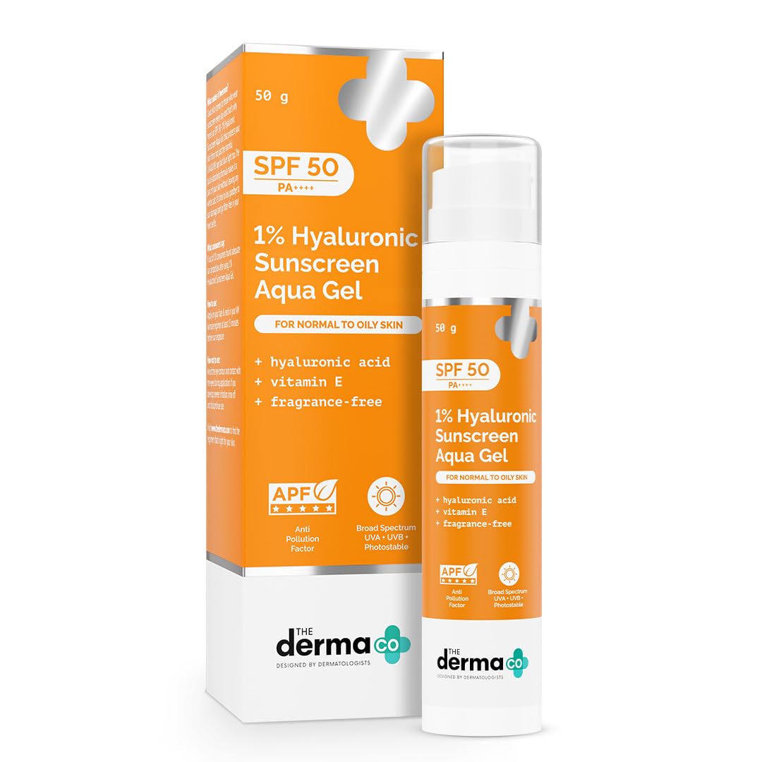 The Derma Co front packaging showing SPF 50 and PA++++ protection for daily use