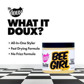 The Doux Bee Girl on model while diffusing showing volume and hold
