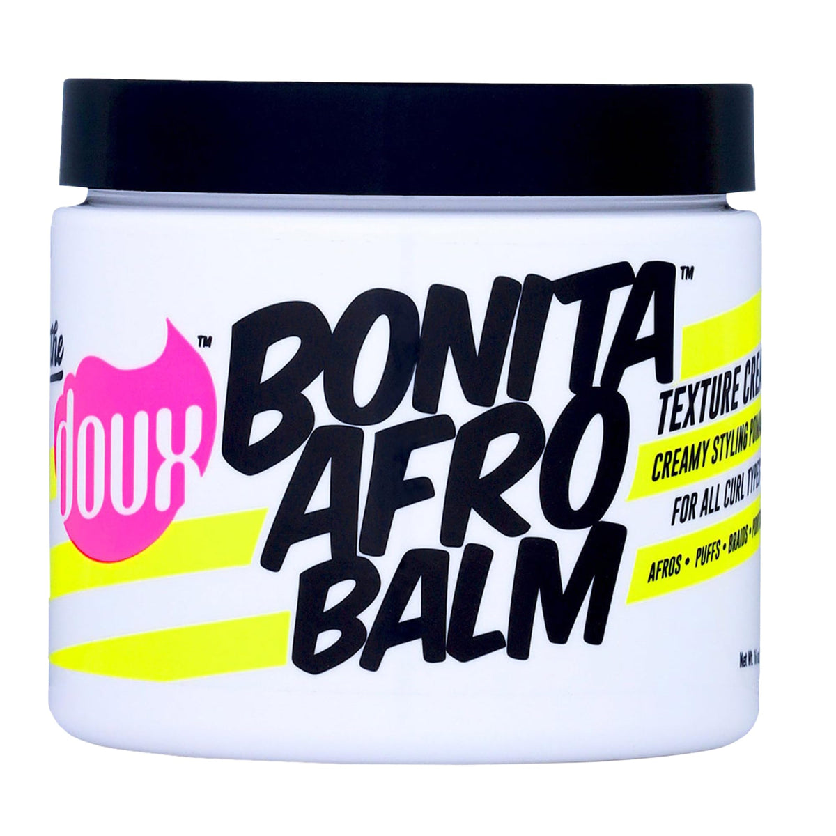 The Doux BONITA jar front view showing packaging and compact size benefit