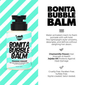 The Doux jar being applied to curly hair showing definition and frizz control benefits