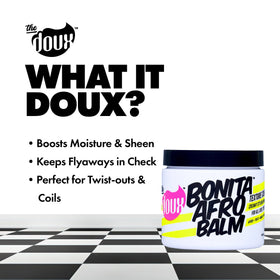 The Doux BONITA jar held in hand showing scale and travel-friendly convenience