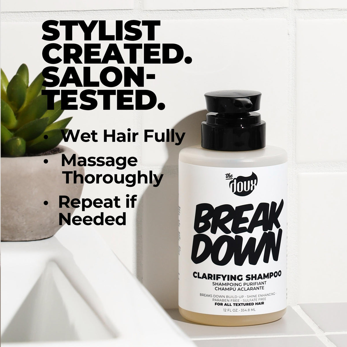 The Doux in-shower use on curly hair demonstrating slip and detangling benefit