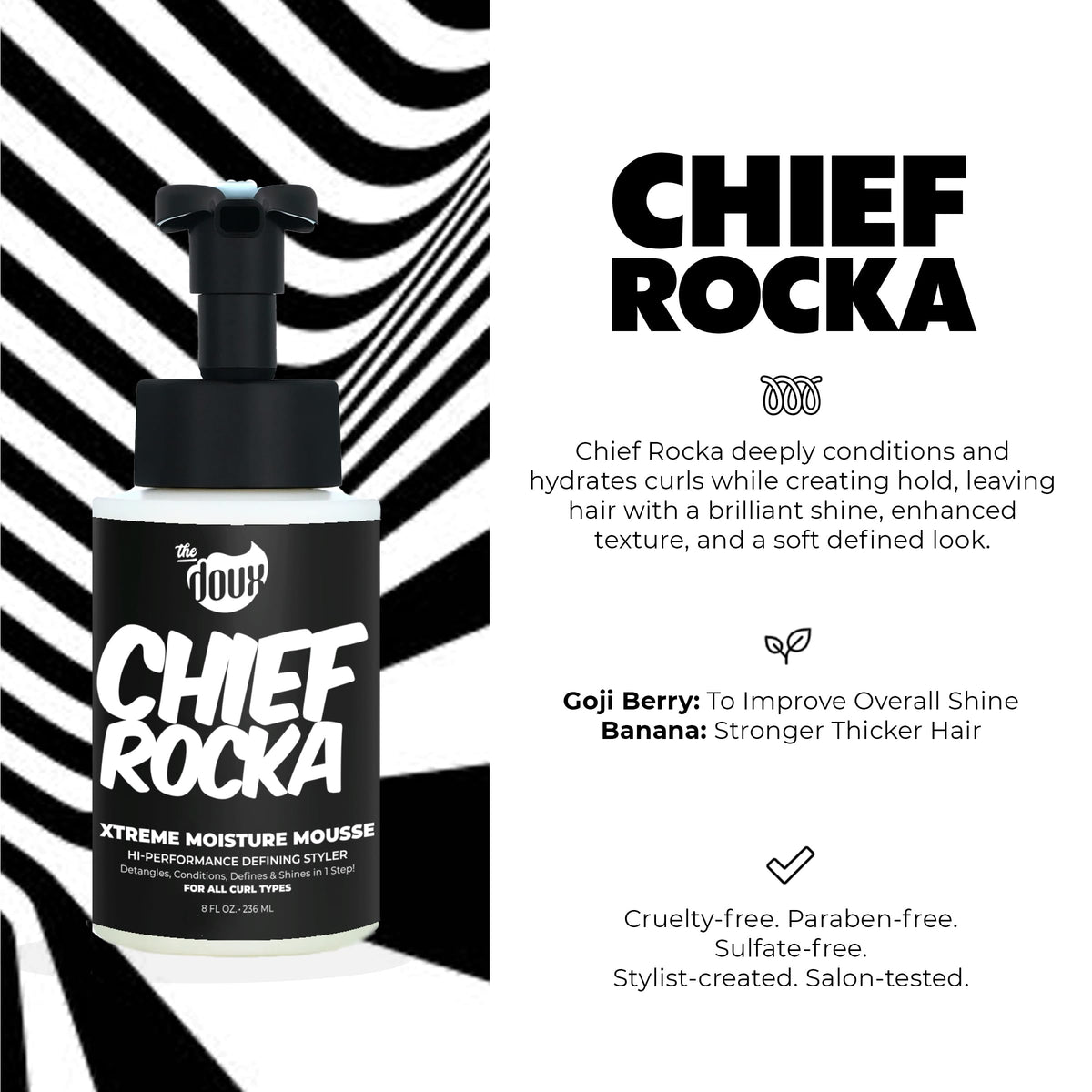 The Doux Chief Rocka mousse in hands during application for controlled distribution and coverage