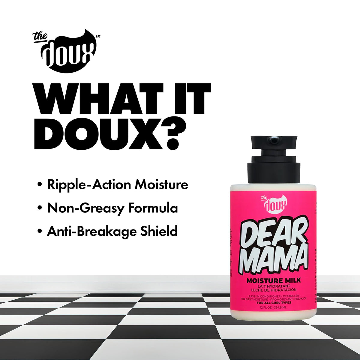 Applying The Doux DEAR MAMA to curly hair to detangle and hydrate