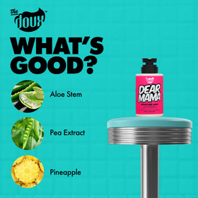 The Doux DEAR MAMA ingredients label highlighting aloe and pineapple