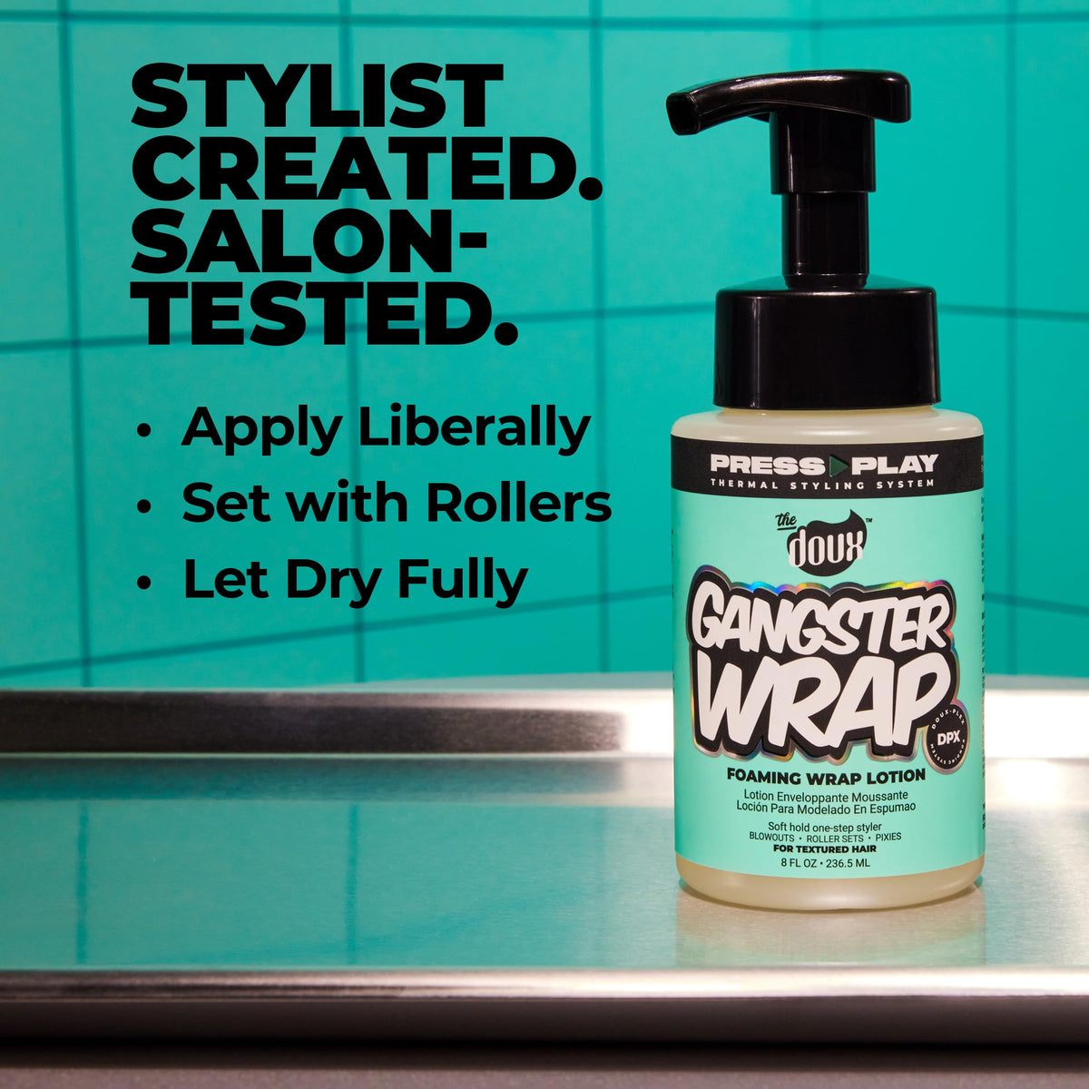 The Doux applied during a roller set for smoother, frizz-reduced results