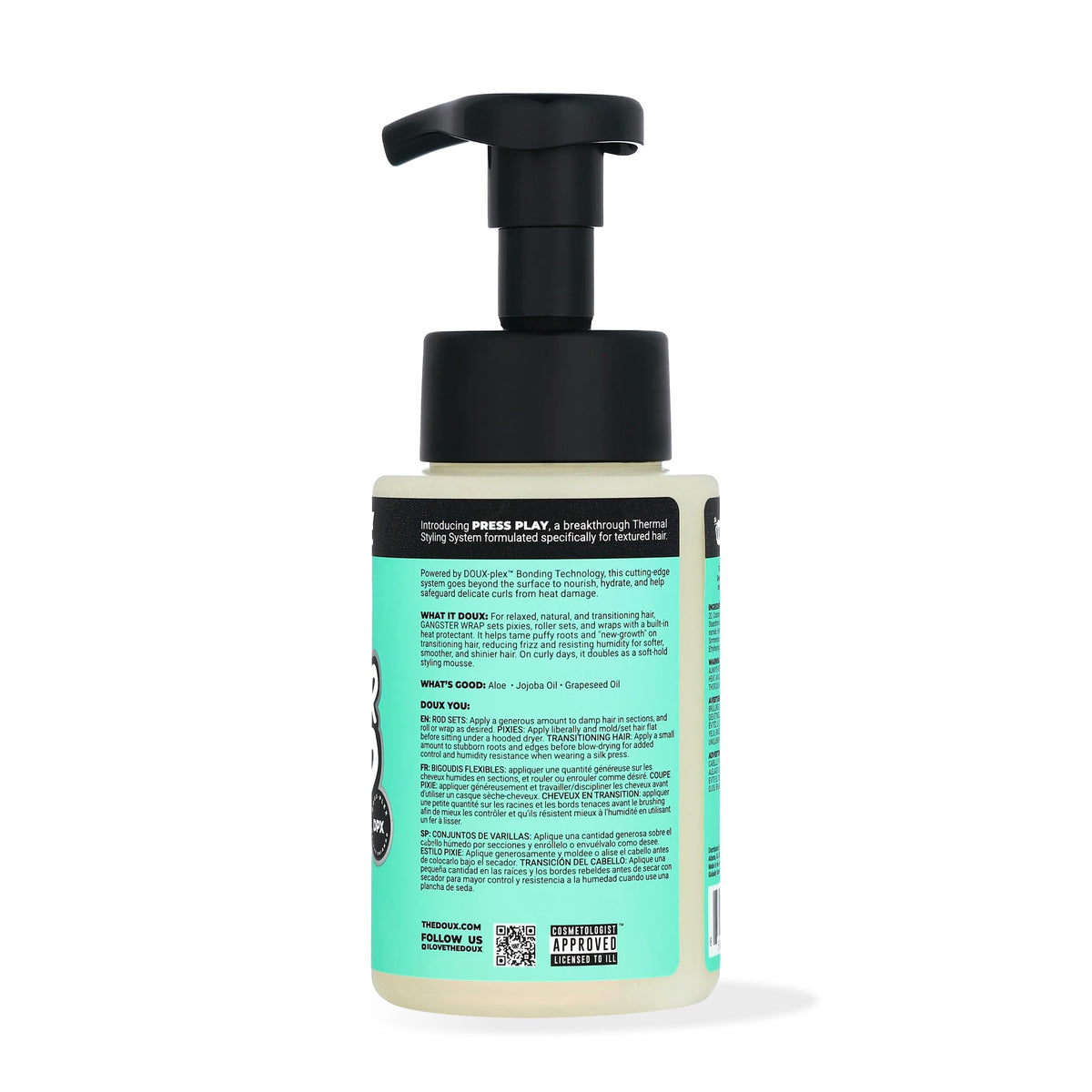 The Doux pump dispensing mousse texture for easy sectioning and slip