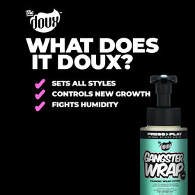 The Doux bottle in hand showing travel-friendly size and scale