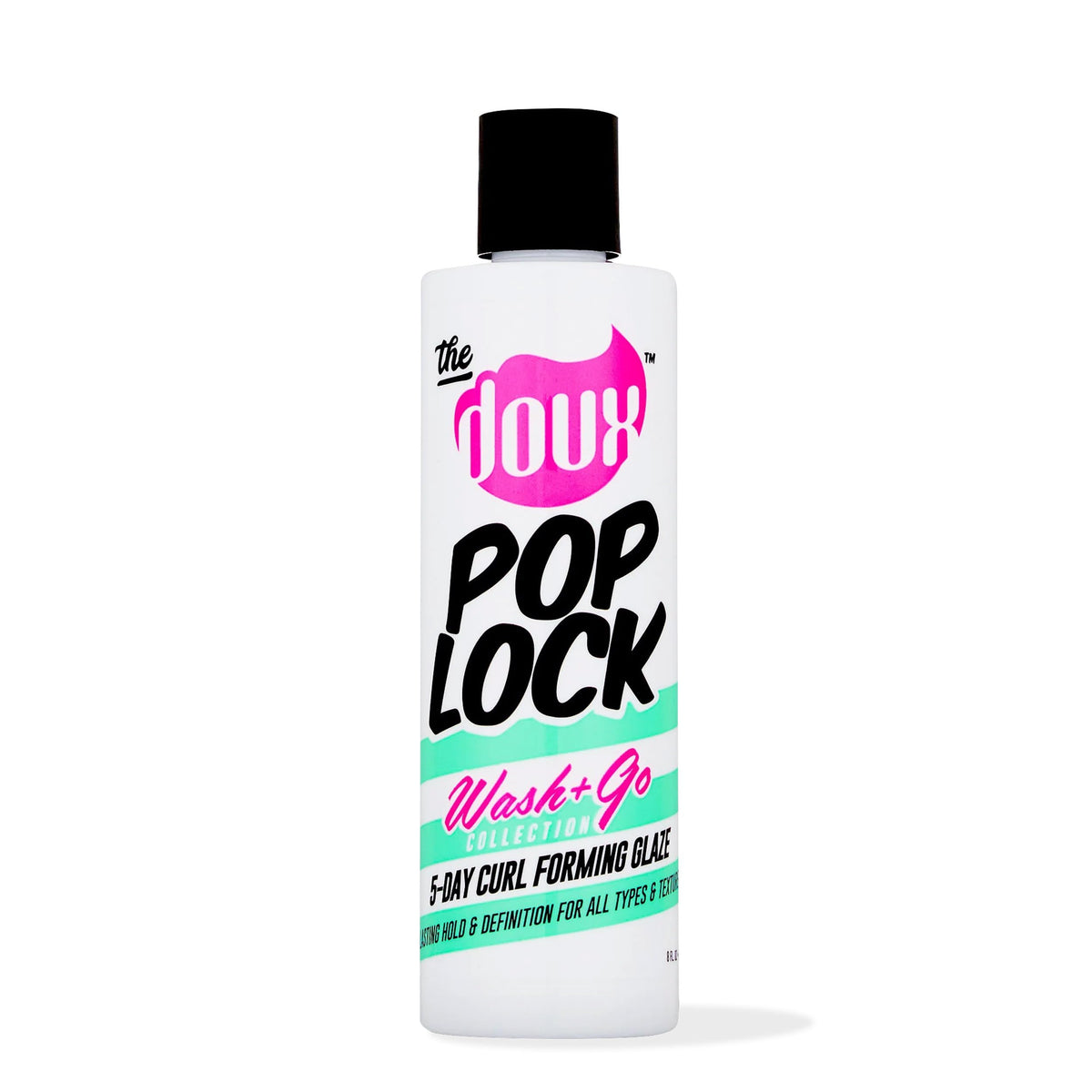 The Doux front packaging showing the POP LOCK jar and product benefit of clear labeling