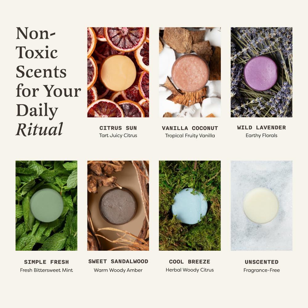 the earthling co. conditioner bar on a bathroom shelf with recyclable packaging for low waste