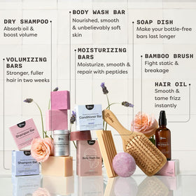 The Earthling Co. bars on a bathroom shelf in a lifestyle scene emphasizing eco-friendly packaging