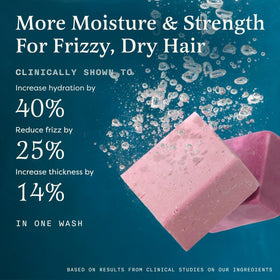 The Earthling Co. conditioner bar with lather demonstrating detangling effect