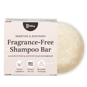 The Earthling Co. front packaging showing the fragrance-free shampoo bar benefit