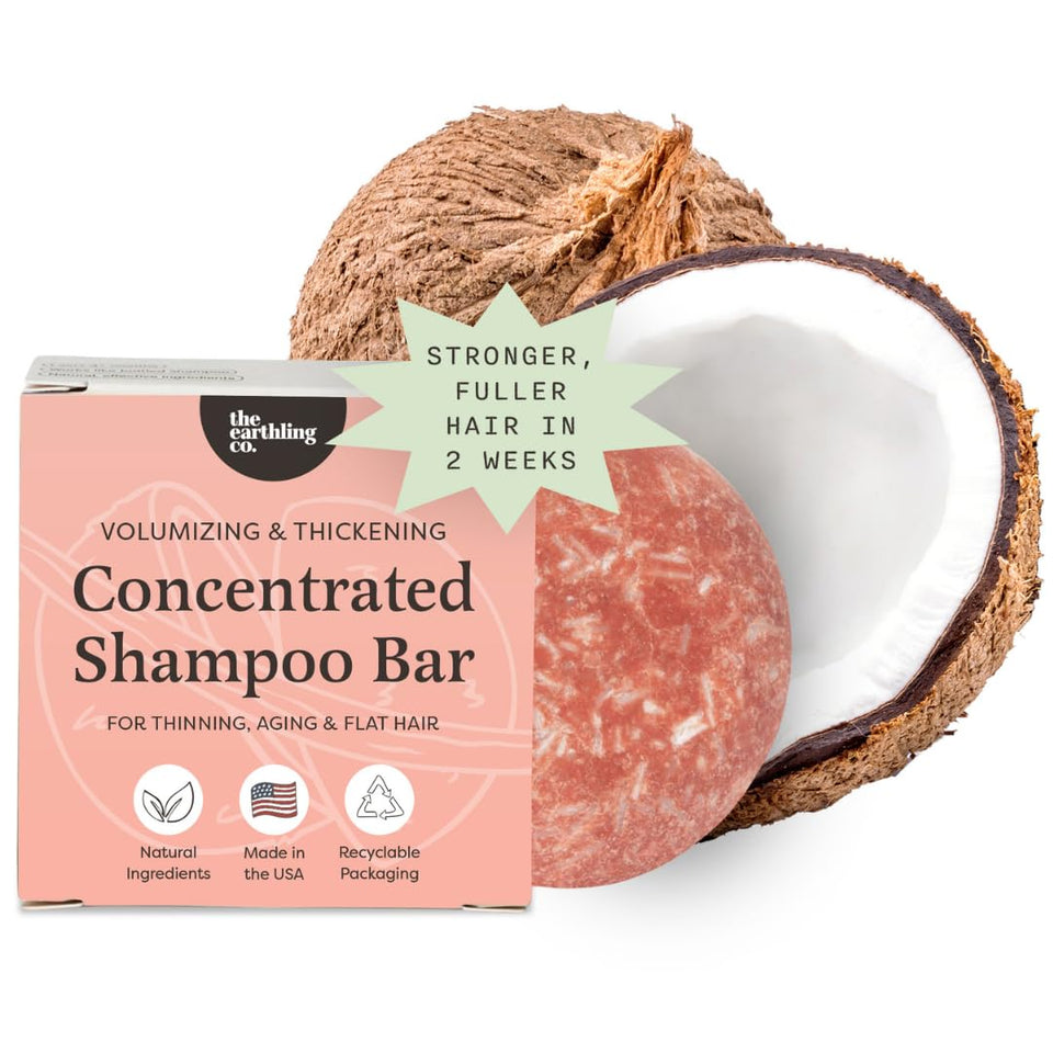 The Earthling Co. front packaging showing eco-friendly shampoo bar benefiting waste reduction