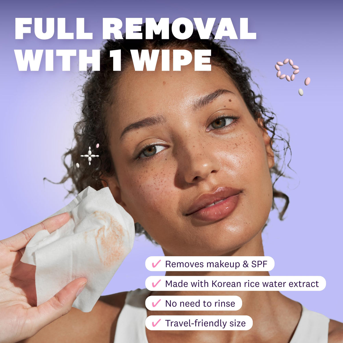 THE FACE SHOP wipe removing makeup from cheek showing effective cleansing