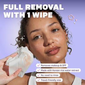 THE FACE SHOP wipe removing makeup from cheek showing effective cleansing