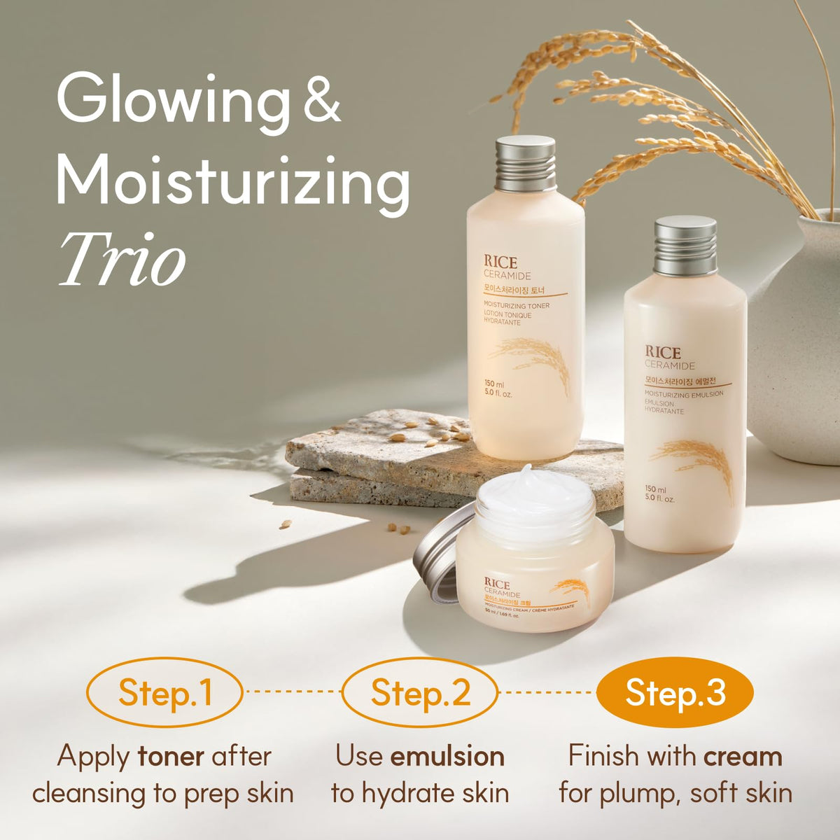Morning routine scene with The Face Shop cream and sunscreen for layering benefit