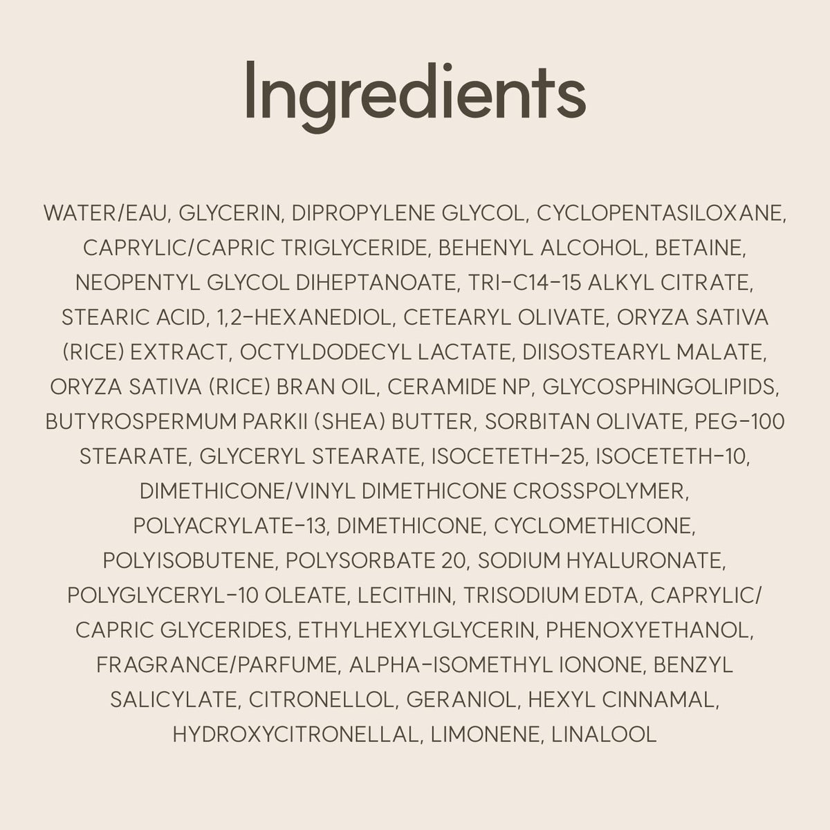 Rice grains and botanical ceramide illustration to convey natural ingredient focus