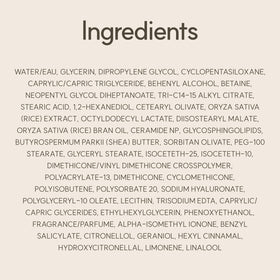 Rice grains and botanical ceramide illustration to convey natural ingredient focus