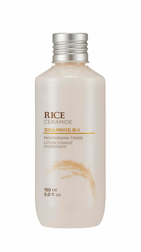 THE FACE SHOP front bottle showing rice ceramide toner, clear hydration boost