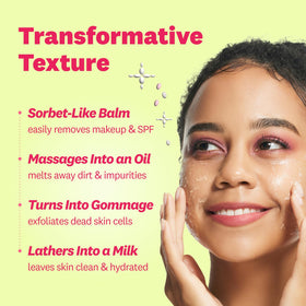 Emulsified milky rinse on fingertips demonstrating easy removal and rinseability