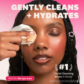 THE FACE SHOP close-up of wipe texture highlighting soft fibers and moisture