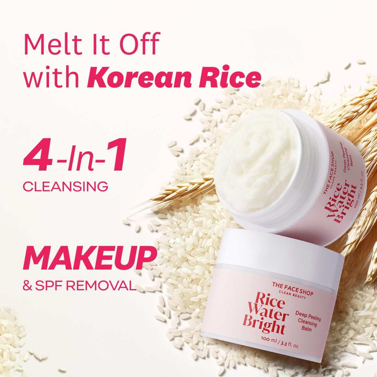 Close-up of balm texture highlighting rice-derived sorbet consistency and feel