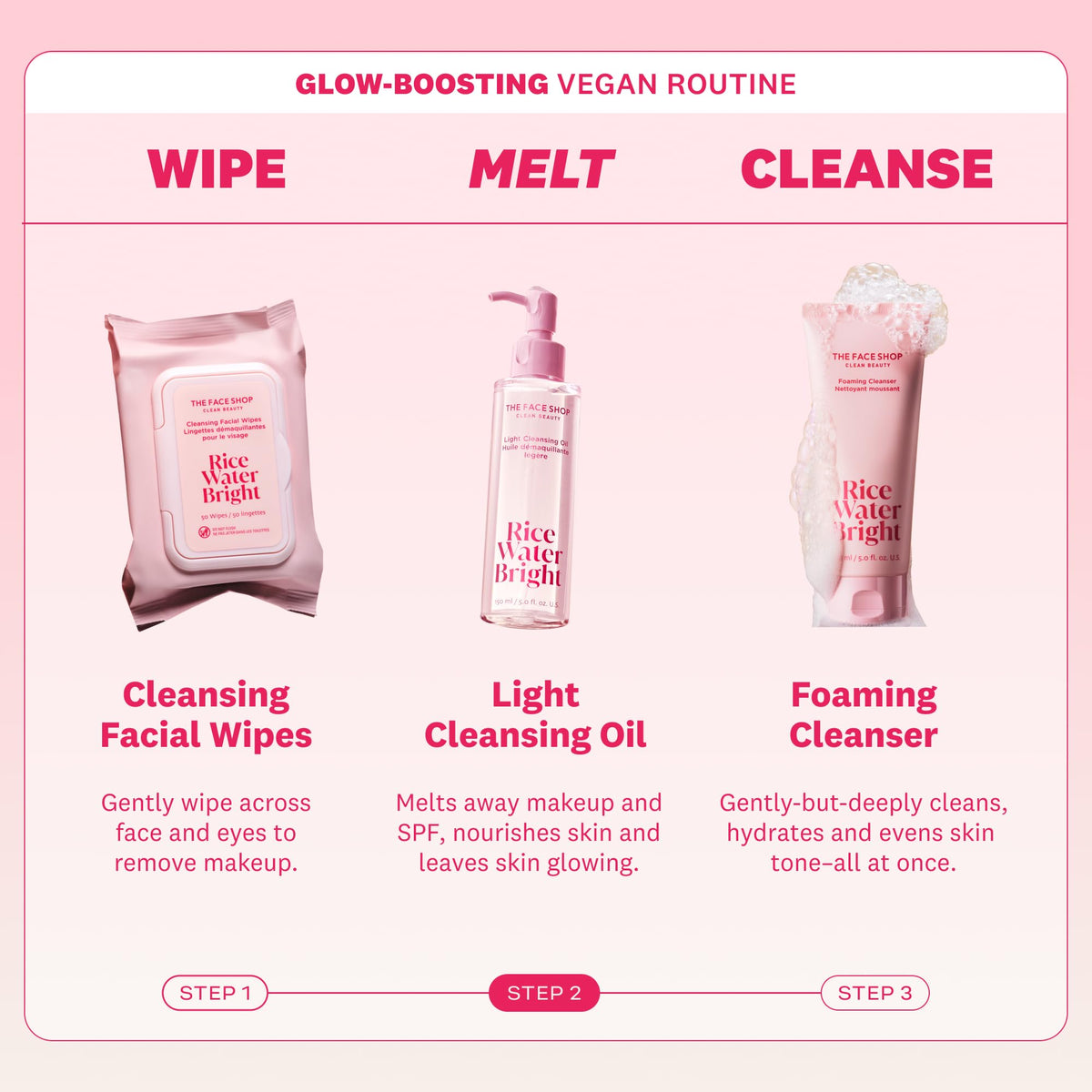 The Face Shop cleansing oil being massaged on dry skin to remove makeup