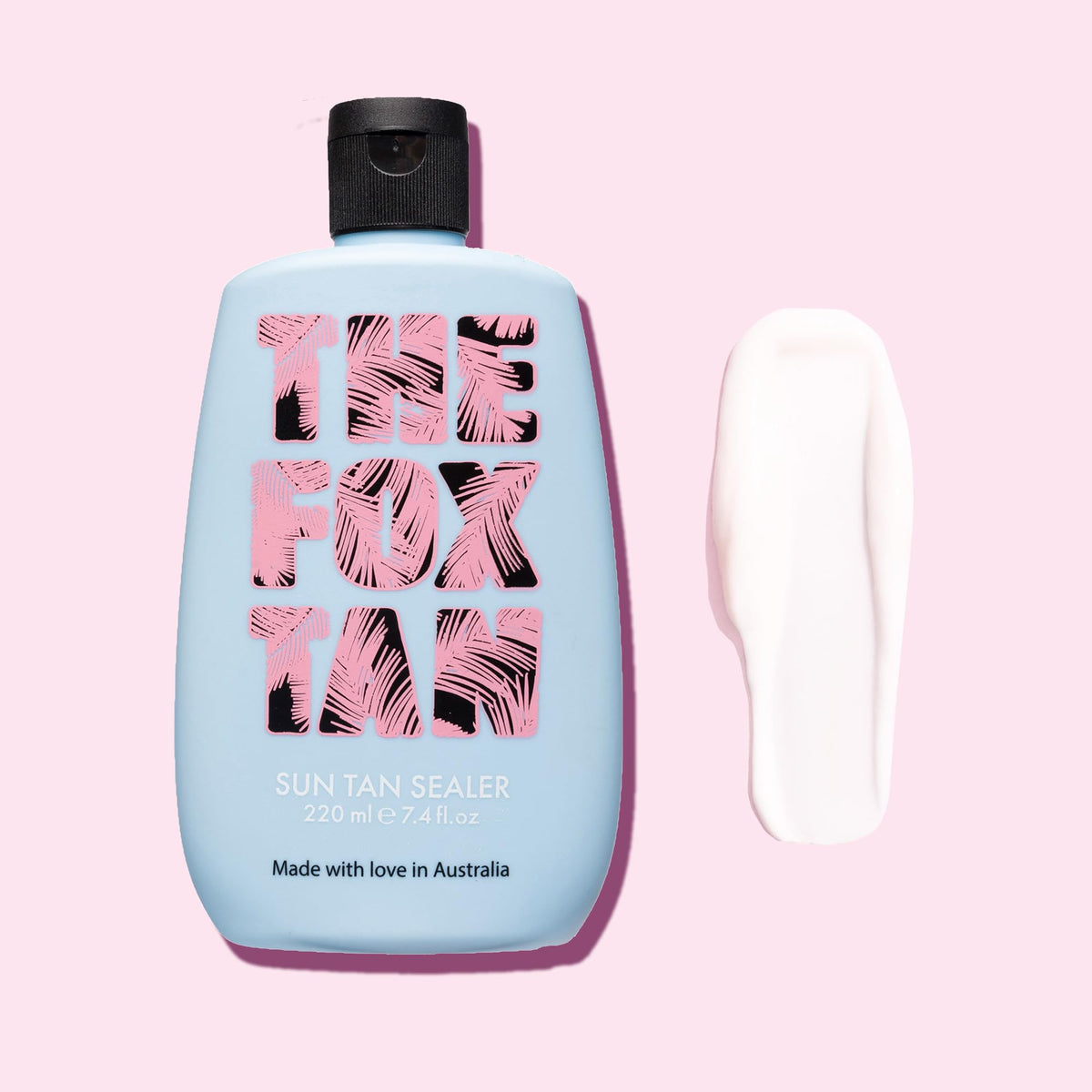 THE FOX TAN label close-up showing vegan cruelty-free ingredient highlights