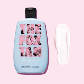 THE FOX TAN label close-up showing vegan cruelty-free ingredient highlights