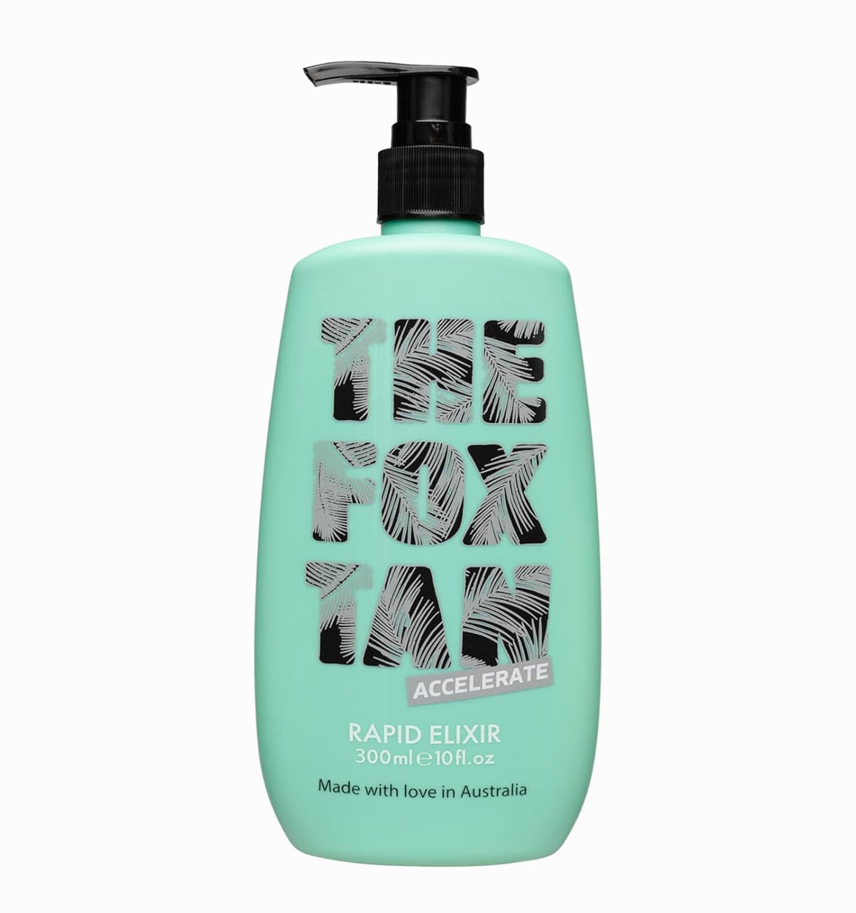 The Fox Tan bottle front view showing label and 300mL size for easy identification