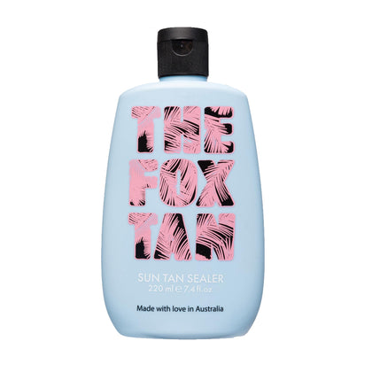 THE FOX TAN front packaging showing bottle and branding for lasting tan
