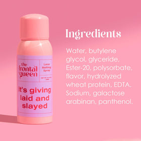 The Frontal Queen spray in use on hairline for seamless lace blending benefit