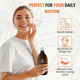 The Goodbye Company bottle mixed into facial serum highlighting blendability