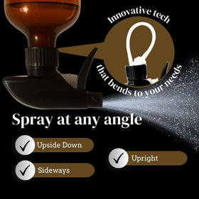 Close-up of amber plastic bottle by The Green Alcove highlighting light-protection and durable finish