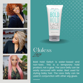 Using a blow dryer to melt lace into The Hair Diagram gel for secure temporary hold