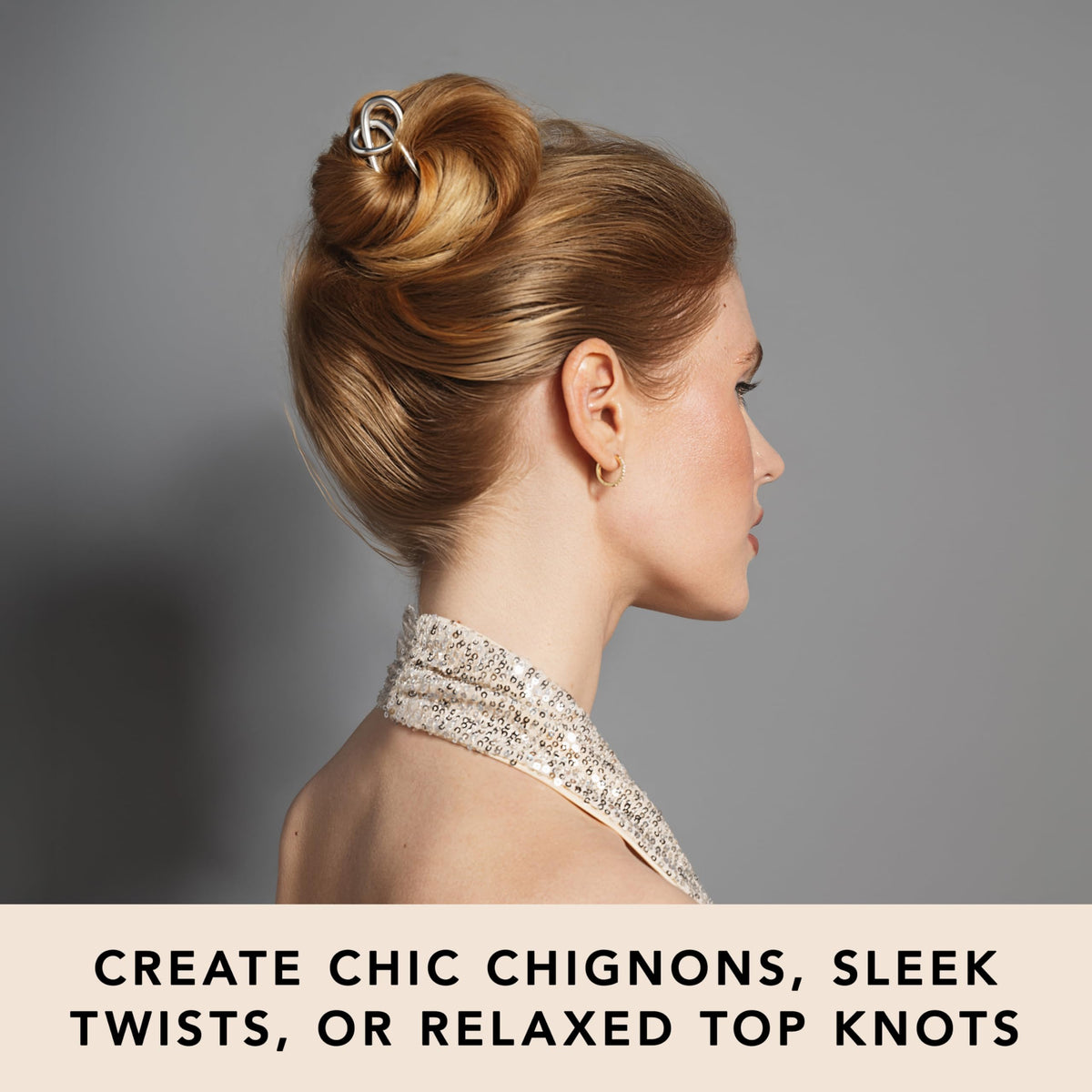 The Hair Edit close-up of soft silver finish highlights sleek durable look