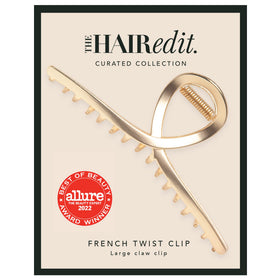 The Hair Edit front view of gold French Twist clip showing elegant finish and polish