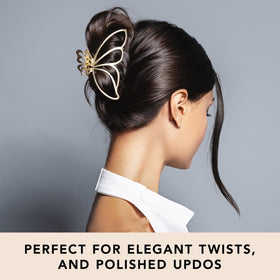 The Hair Edit clip holding a twisted bun showing secure all-day styling benefit