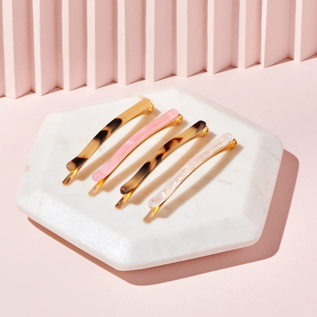 The Hair Edit marble bobby pins rounded tip detail ensuring scalp protection and gentle grip