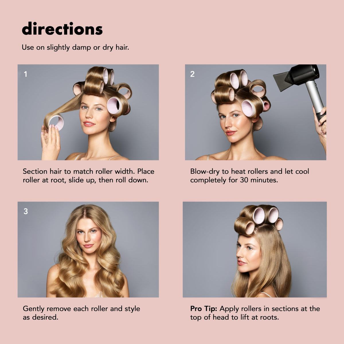 The Hair Edit rollers placed at roots to show lift and added volume benefit