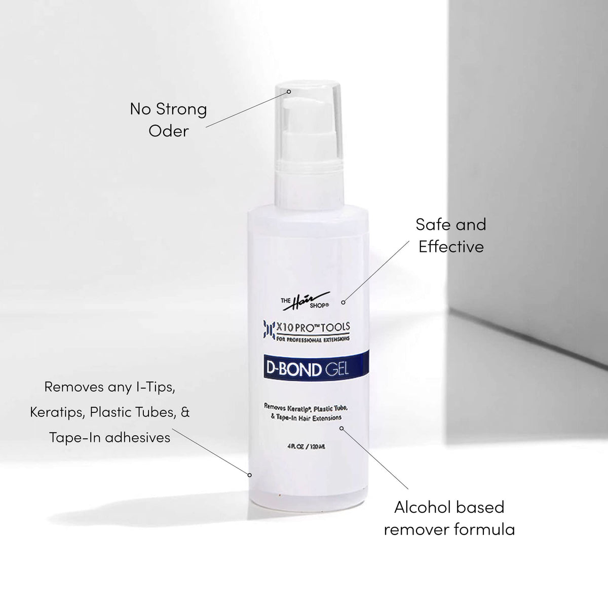 The Hair Shop 4 oz bottle in hand showing compact size and salon portability