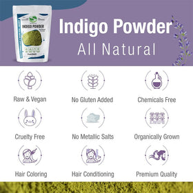 Product label and ingredient list on The Henna Guys indigo packet for transparency